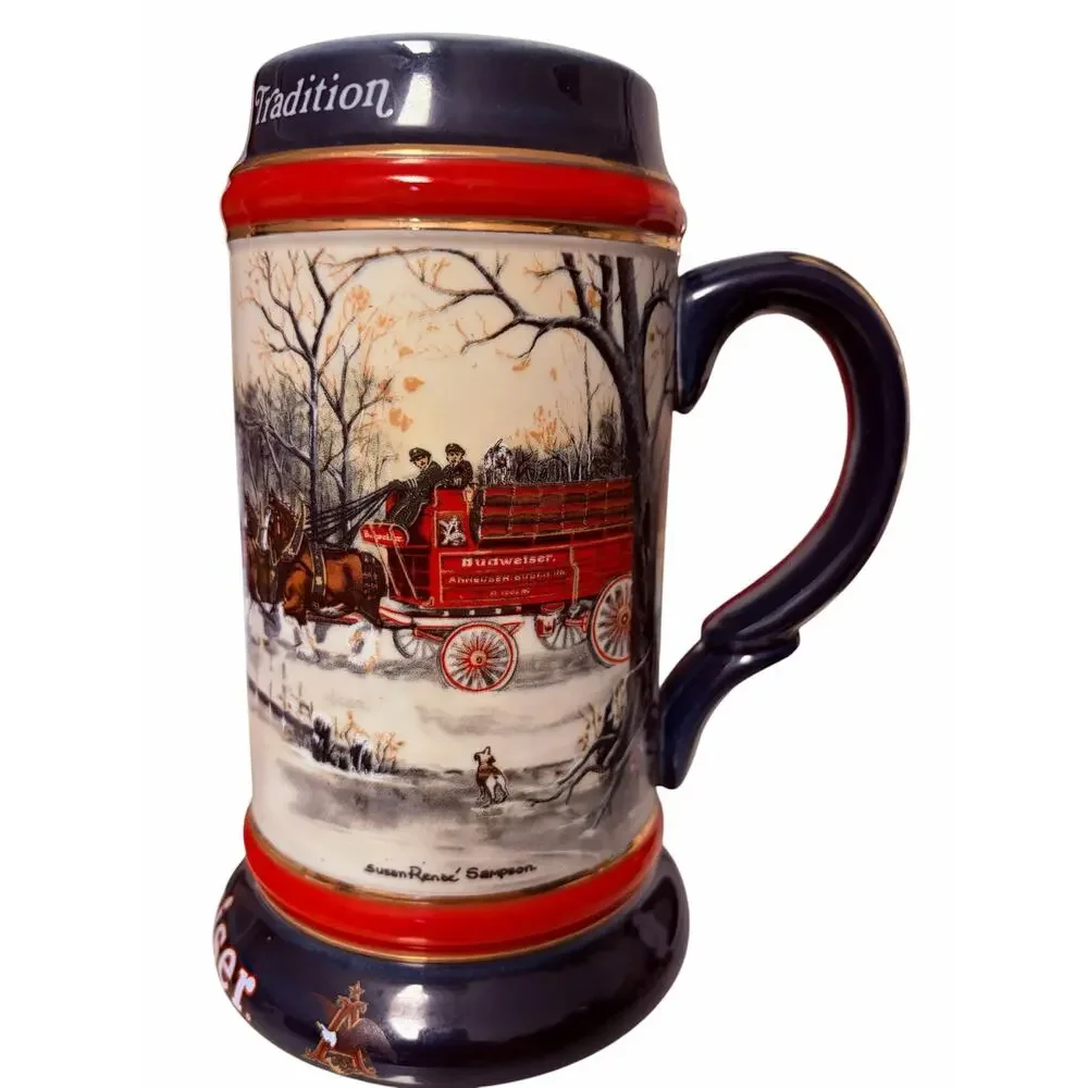 Budweiser 1990 Collector Series Stein Clydesdales Susan Sampson Beer Mug